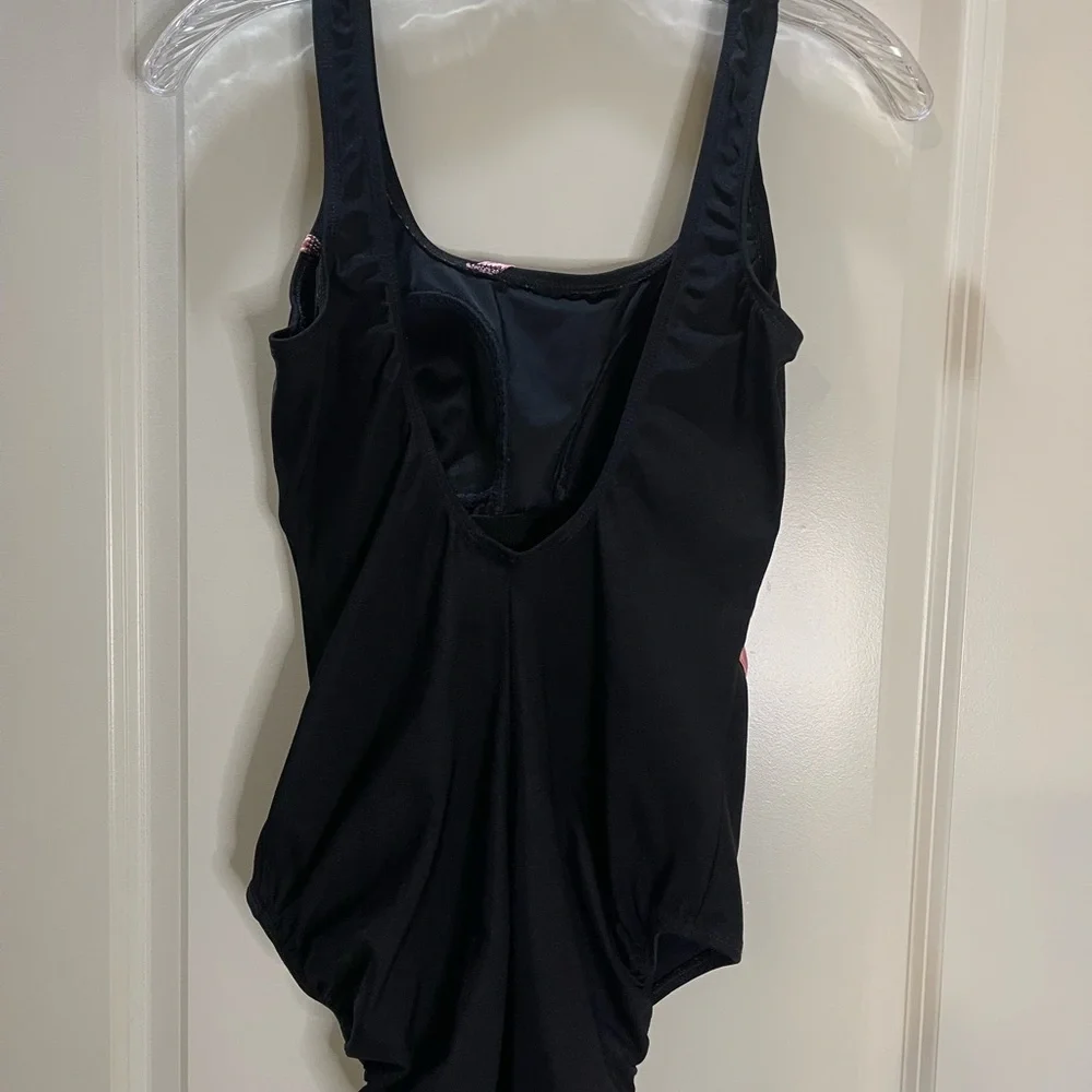 Robby Len Black and Pink One Piece Swimsuit Size 12
